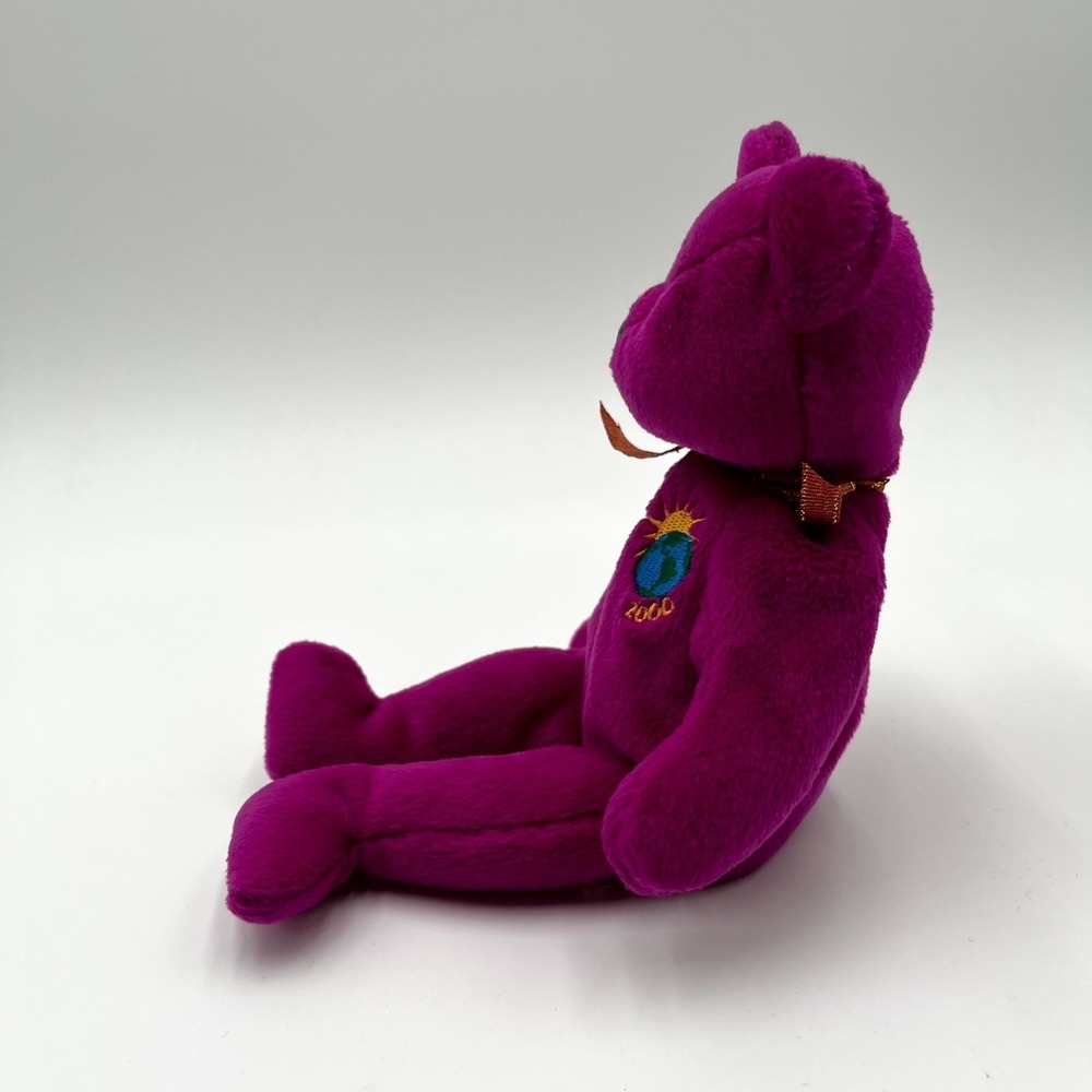 Ty Beanie Babies Millennium Bear Plush Toy Purple Soft Stuffed Handmade Animal - Picture 3 of 7